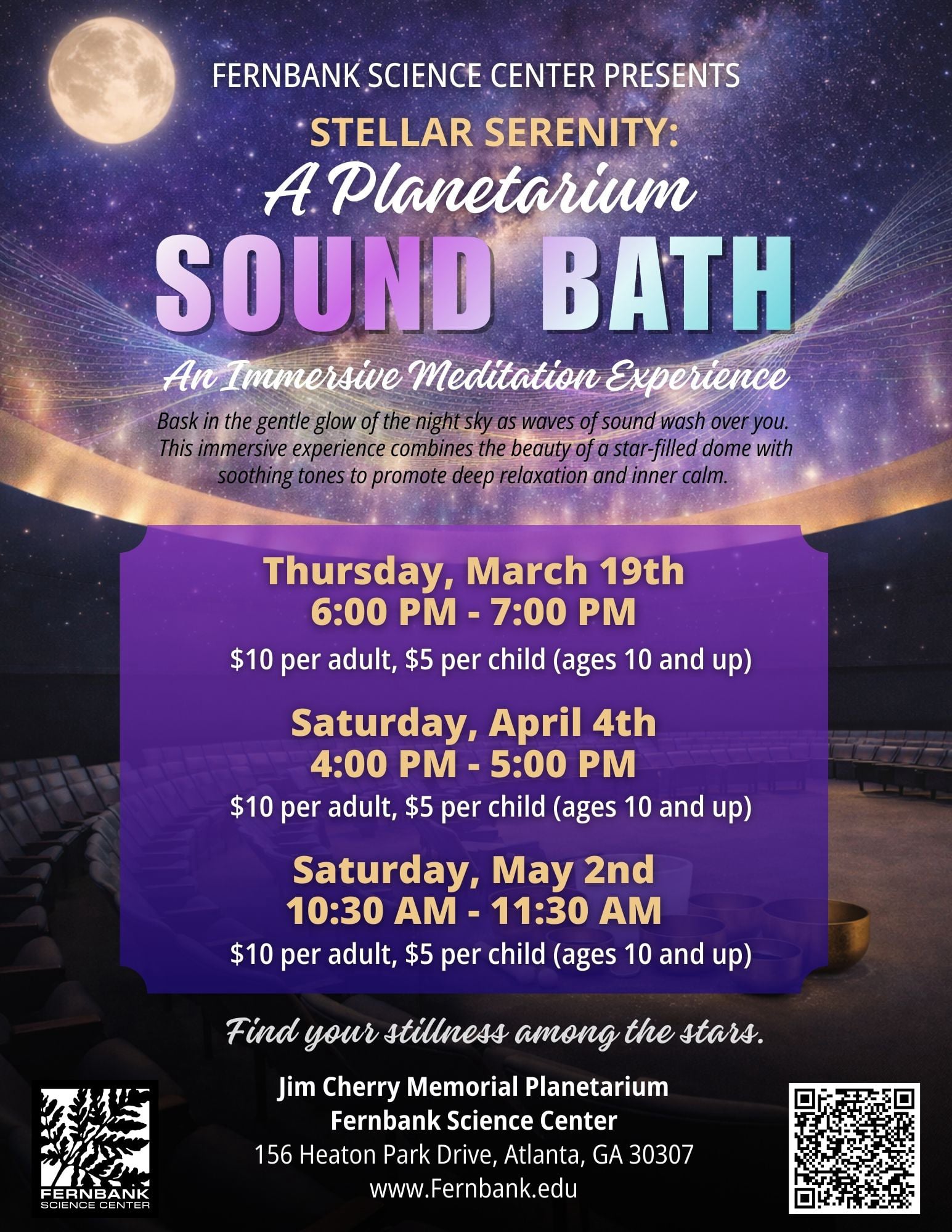 Planetarium Sound Baths in the planetarium at Fernbank Science Center