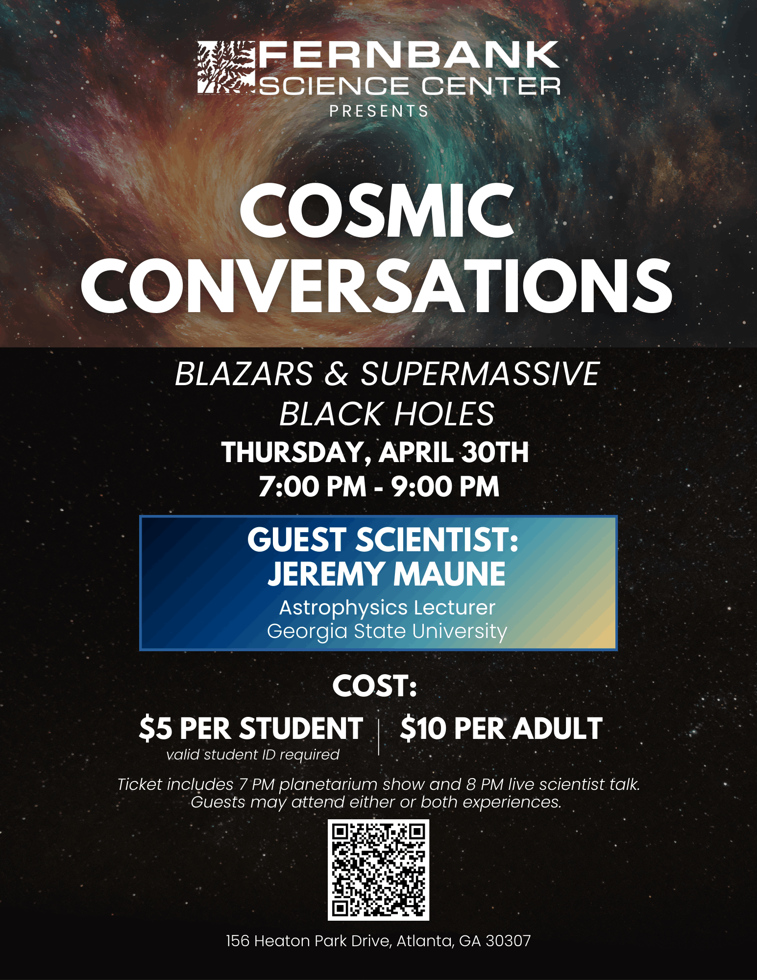 Cosmic Conversations - April 30 2026 at Fernbank Science Center
